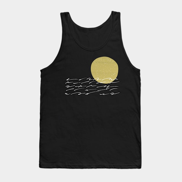 Abstract sunset sunrise gold white Tank Top by ninoladesign